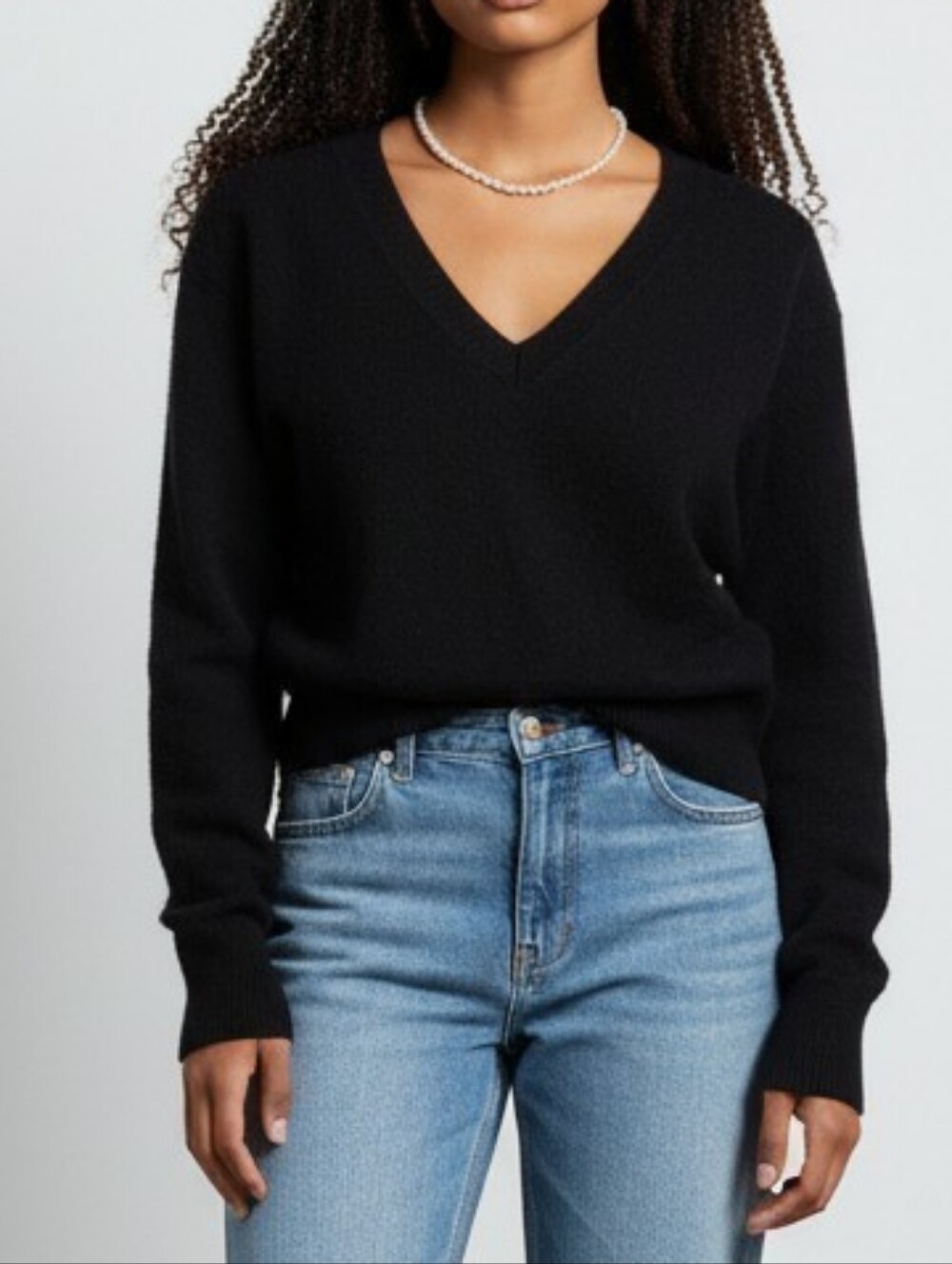 J. Crew Black V-Neck Women's 100% Cashmere Sweater
